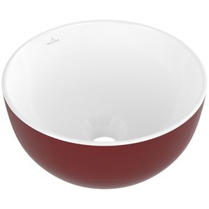 Opzetwaskom rond ARTIS Ø325mm kleur buitenzijde Bordeaux (rood) binnenzijde wit zonder overloop