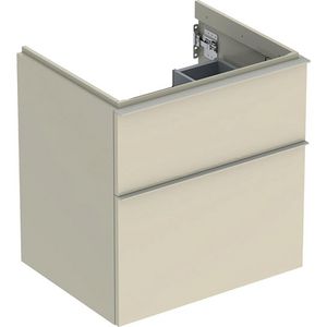 iCon wastafelonderkast 2x la 60cm zandgrijs hoogglans / greep zandgrijs mat