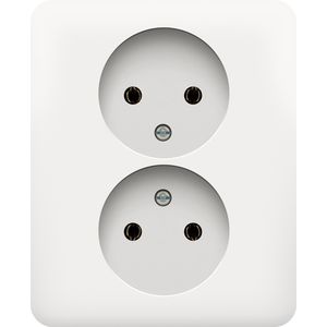 Dubbel 2pol stopcontact z.aarding volledig app. white VVE=10