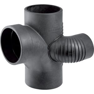 T-stuk verlopend stromend aansl parallel links 90x90x56mm polyethyleen (PE) Silent-db20 geluidsarm