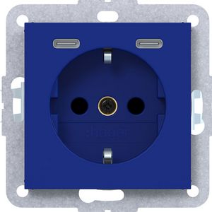SCHUKO-wandcontactdoos USB-C Safety Plus A.x/C.x cobalt mat