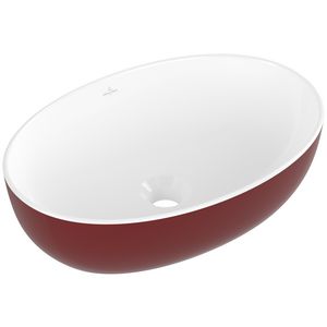 Opzetwaskom ovaal ARTIS 485x325mm kleur buitenzijde Bordeaux (rood) binnenzijde wit zonder overloop
