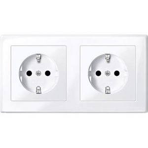 M-Smart Combi Wandcontactdoos 2-voudig Horizontaal Kinderbeveiliging Act