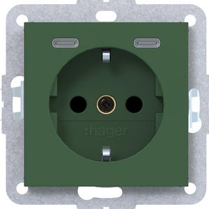SCHUKO-wandcontactdoos USB-C Safety Plus A.x/C.x forest mat