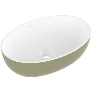 Opzetwaskom ovaal ARTIS 485x325mm kleur buitenzijde Sage green (groen) binnenzijde wit zonder overloop