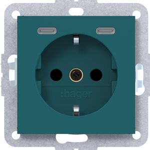 SCHUKO-wandcontactdoos USB-C Safety Plus A.x/C.x azure mat