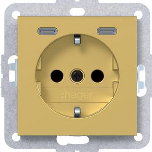 SCHUKO-wandcontactdoos USB-C Safety Plus A.x/C.x gold metalic
