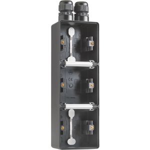 Spuitwaterdichte drievoudige verticale opbouwdoos zwart