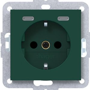 SCHUKO-wandcontactdoos USB-C Safety Plus A.x/C.x jade halfgl