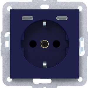 SCHUKO-wandcontactdoos USB-C Safety Plus A.x/C.x ocean halfgl