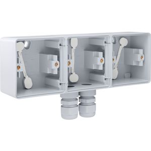 Spuitwaterdichte drievoudige horizontale opbouwdoos grijs