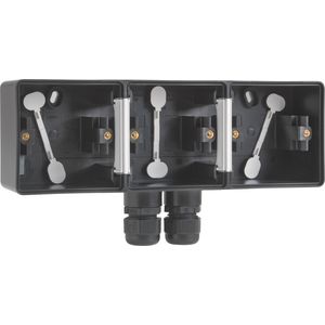 Spuitwaterdichte drievoudige horizontale opbouwdoos zwart