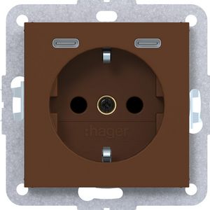 SCHUKO-wandcontactdoos USB-C Safety Plus A.x/C.x turf mat