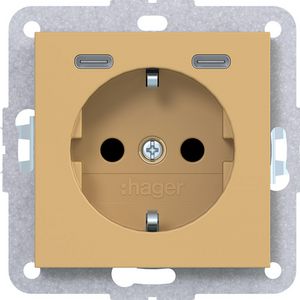 SCHUKO-wandcontactdoos USB-C Safety Plus A.x/C.x hazel mat