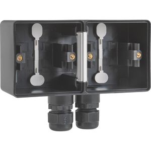 Spuitwaterdichte dubb. H opb.doos 1x2-voudig M20wit