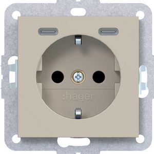 SCHUKO-wandcontactdoos USB-C Safety Plus A.x/C.x sand mat