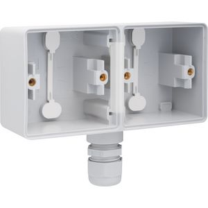 Spuitwaterdichte dubbele horizontale opbouwdoos 1xM20 grijs