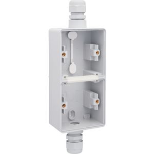 Spuitwaterdichte dubbele verticale opbouwdoos boven/onder M20 grijs