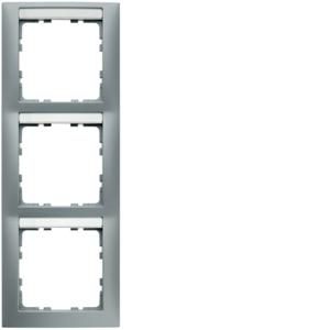 Afdekraam met tekstveld 3-v vert. berker S.1 aluminium mat