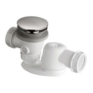 Badafvoer met RVS look pop-up plug 1.1/2" waste en witte ku