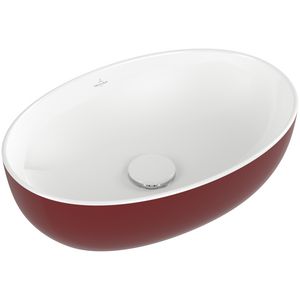 Opzetwaskom ovaal ARTIS 485x325mm kleur buitenzijde Bordeaux (rood) binnenzijde wit zonder overloop