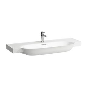 Wastafel Met Overloop Met Drie Kraangaten 120X48 lcc wit