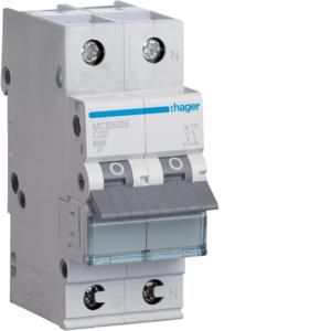 Installatieautomaat 1-polig + Nul 32A C-karakteristiek 6kA QB