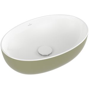 Opzetwaskom ovaal ARTIS 485x325mm kleur buitenzijde Sage green (groen) binnenzijde wit zonder overloop