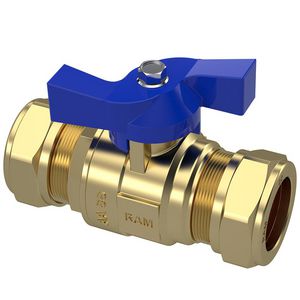 Kogelkraan S28 22mm knel blind vlinderhendel blauw VVE=24