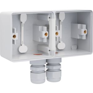 Spuitwaterdichte dubbele horizontale opbouwdoos1xM20 zwart