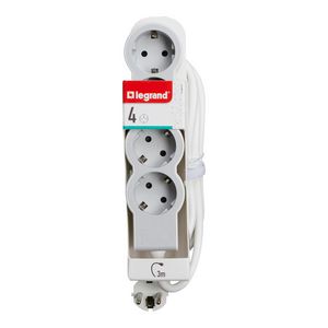 Contactdoos standaard 4x2P + A 3m. wit-grijs