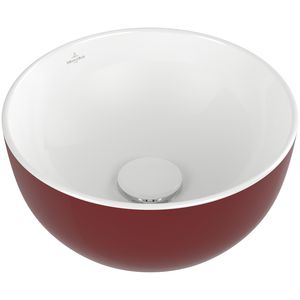 Opzetwaskom rond ARTIS Ø325mm kleur buitenzijde Bordeaux (rood) binnenzijde wit zonder overloop