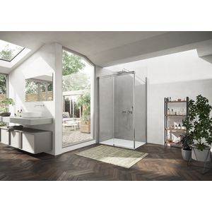 Aura Eleg. zijwand 860-880x2000mm zilv.mat/helder v.schuifd.