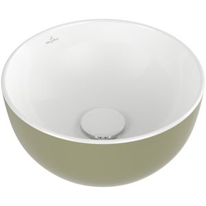 Opzetwaskom rond ARTIS Ø325mm kleur buitenzijde Sage green (groen) binnenzijde wit zonder overloop