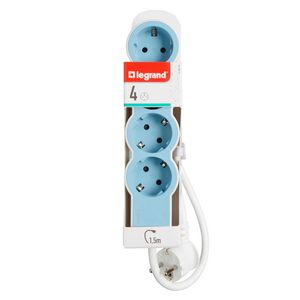 Contactdoos standaard 4x2P + A 1,5m. soft blauw VVE=10