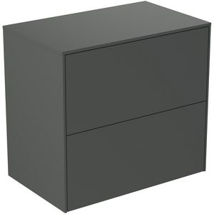 Conca wastafelmeubel 60x37x55cm 2 laden afdekblad zonder uitsnijding mat antraciet