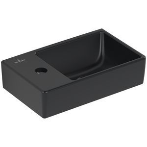 Fontein Avento 360x220mm Pure Black CeramicPlus kraangat rechts zonder overloop