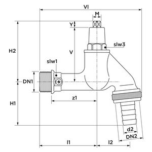 Tapkraan sleutel slangtule M G1/2 mat verchroomd Type 1152
