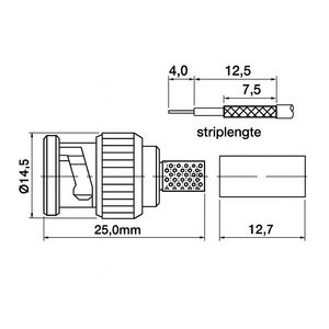 Kist a 10st. Connector BNC 75 ohm Kabeldeel Male recht 6mm