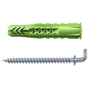 Set a 4 muurpluggen UX Green 6x35mm met rand incl. schroefhaken