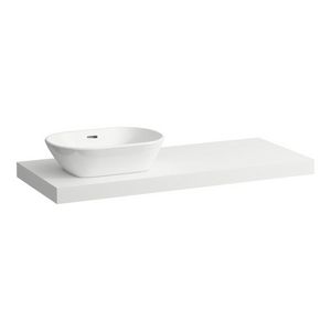 Wastafelblad LANI 120cm met uitsparing links mat wit