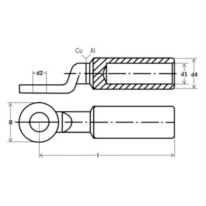 Zak a 5st. Perskabelschoen Al-Cu 300/M12 massieve uitvoering