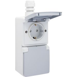 Spuitwaterdicht dubb VERT stopcontact 1xM20 schroef gr