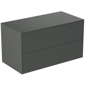 Conca wastafelmeubel 100x50x55cm 2 laden afdekblad zonder uitsnijding mat antraciet