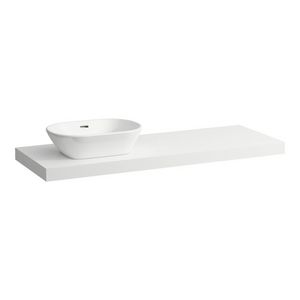 Wastafelblad LANI 140cm met uitsparing links mat wit