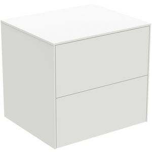 Conca wastafelmeubel 60x50x55cm 2 laden afdekblad zonder uitsnijding matt white