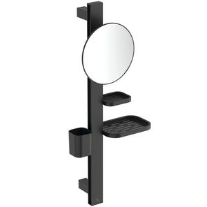 Accessoire bar Alu+ S700 met spiegel rond ø200mm Silk Black incl. bevestigingsmateriaal