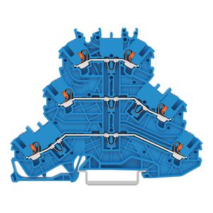 3-etageklem Met drukknop Rijg-/rijg-/rijgklem blauw VVE=40