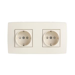 2voudig HOR stopcontact randaarde voll.apparaat cream VVE=5