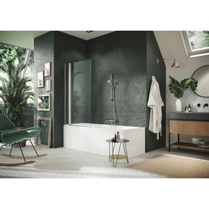 Badklapwand Design P 950-965x1500mm zilvermat helder 2-dlg